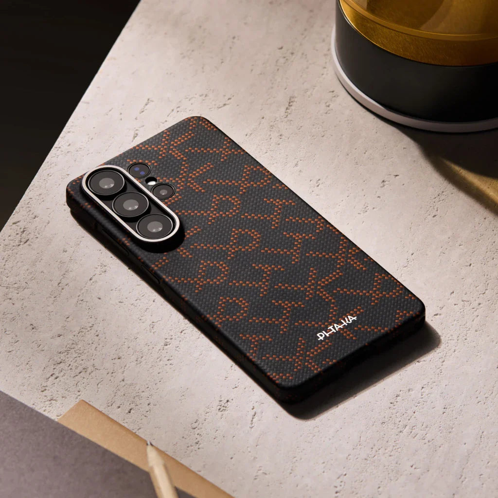 Samsung Galaxy S26 Ultra Edge Case PITAKA Leaping - Orange Black (Aaron Button)