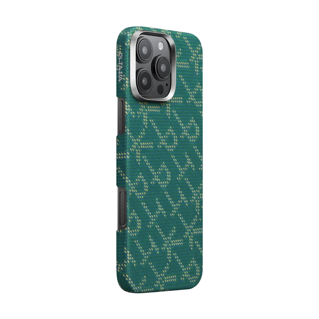 PTK Classic Monogram MagEZ Tactile Woven Case 5 for iPhone 16 Series - Green