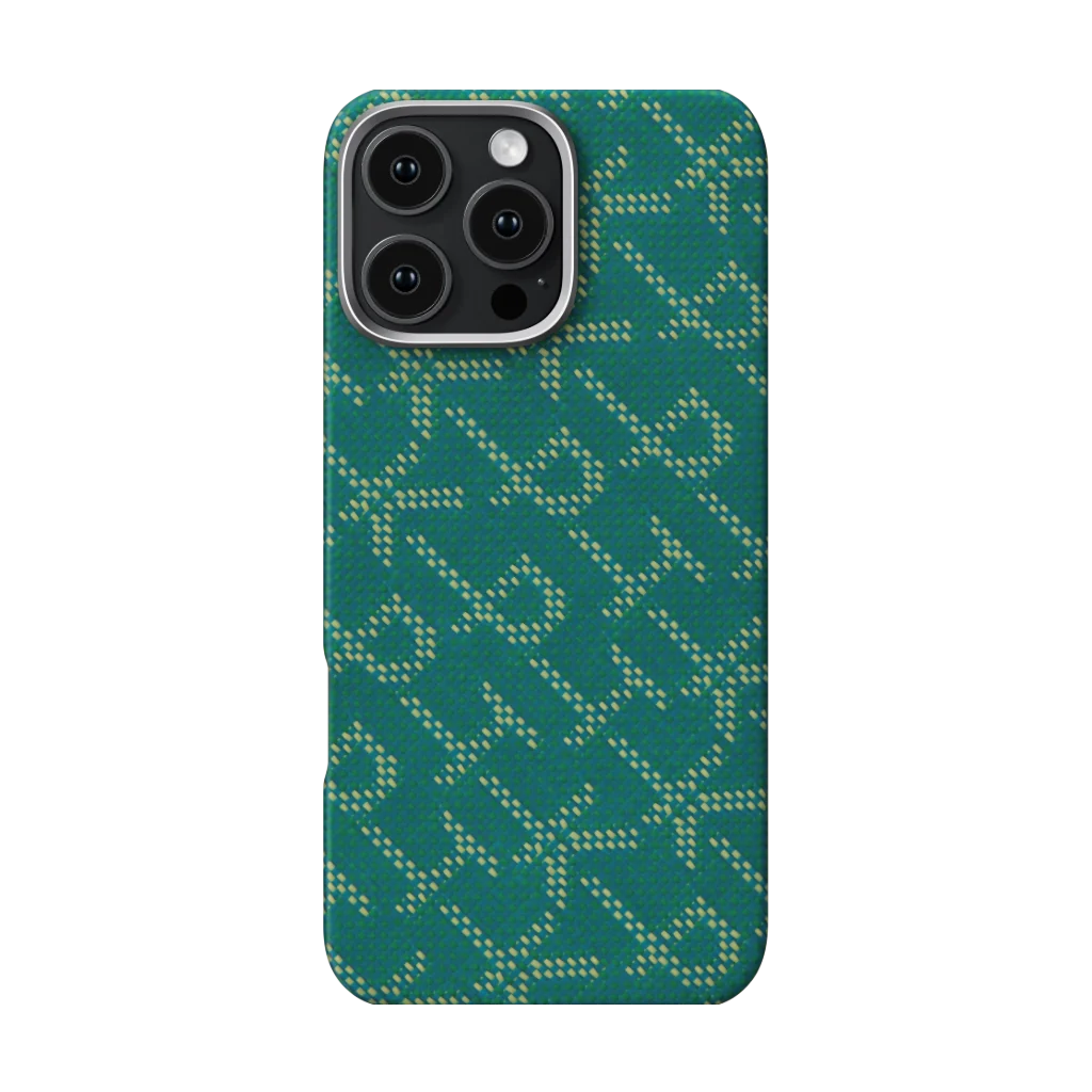 PTK Classic Monogram MagEZ Tactile Woven Case 5 for iPhone 16 Series - Green