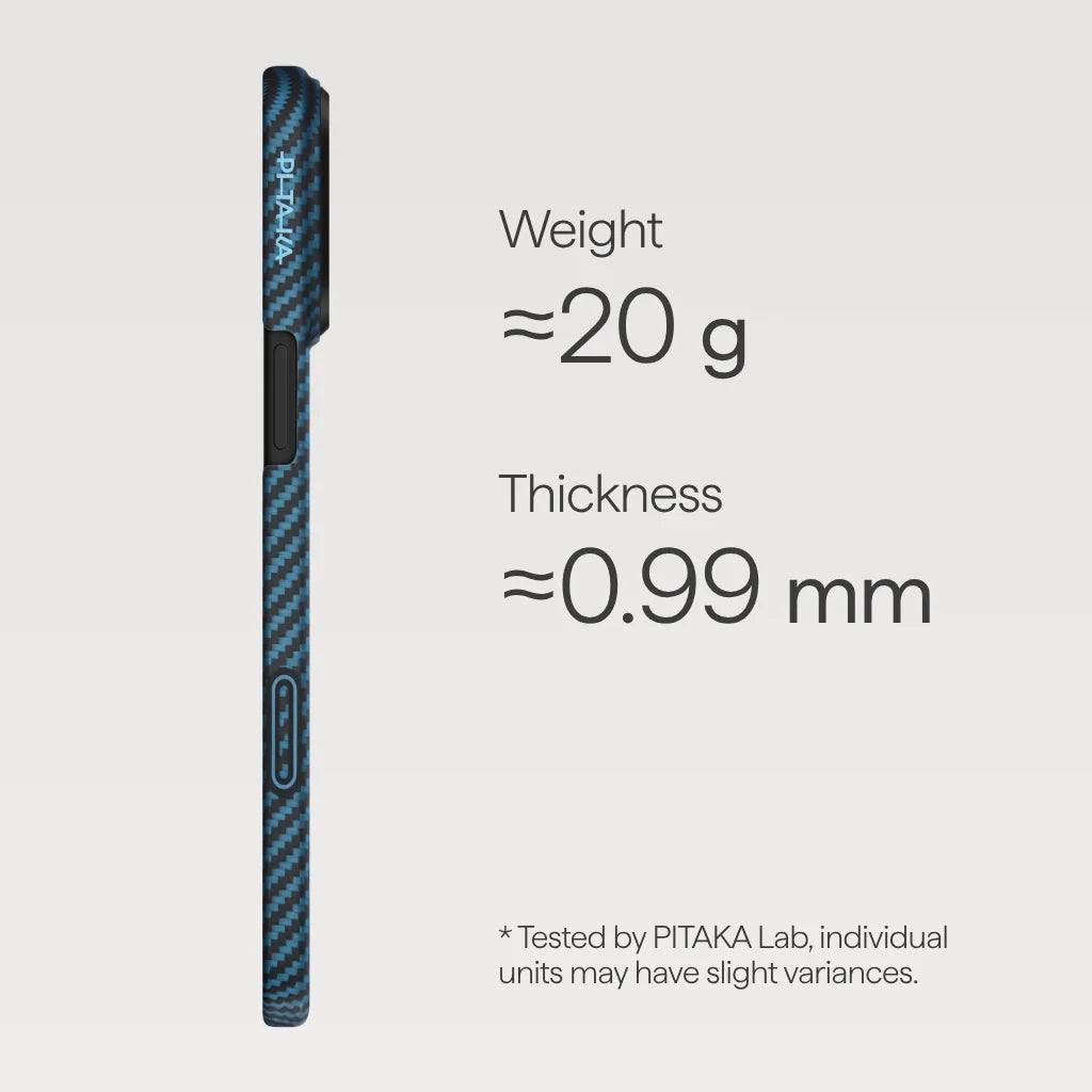 iPhone 17 Series Ultra Slim Case 1500D Black/Blue (Twill) (PitaTap™)